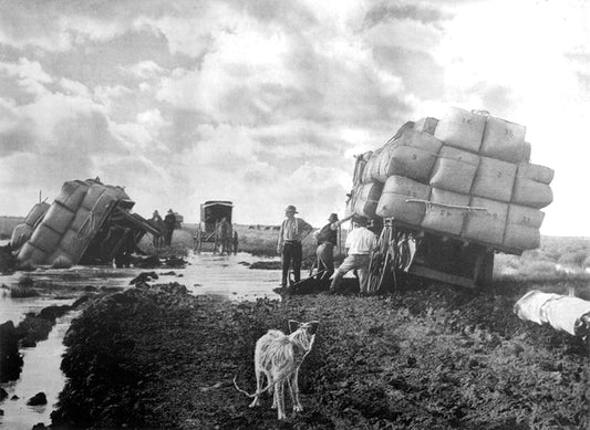 BOGGED WAGONS canvas print 45cm x 30cm